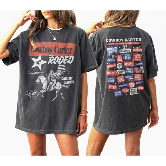 Beyonce Cowboy Carter Shirt Leviis Jeans Shirt Beyonce 1 Shirt 2 Sided - Picture 1 of 4